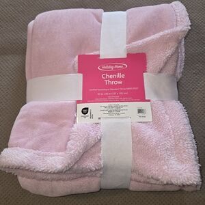 New Holiday Home® Chenille Throw Blanket 50" x 60" - Solid Light Pink. Soft!